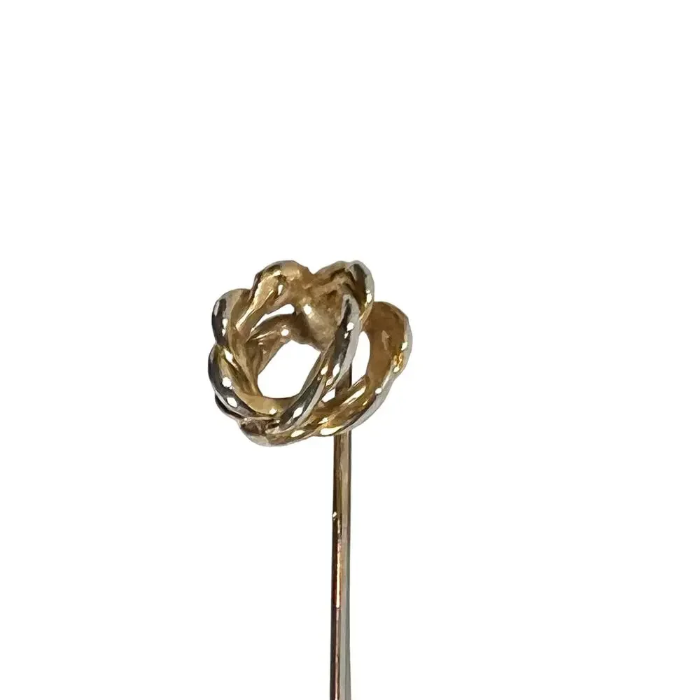 Knot Stick Pin, Gold tone, Classic Preppy Delicate for Hats Sweaters Blazers